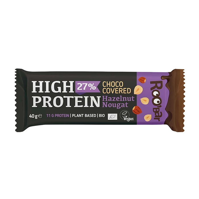 Organski roobar proteinski sa lešnikovim puterom preliven čokoladom 40g