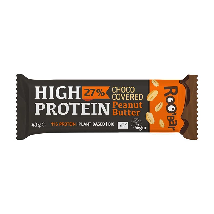 Organski roobar proteinski sa kikirikijem preliven čokoladom 40g