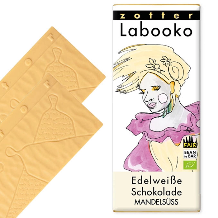 Organska čokolada Labooko White Chocolate and almonds Zotter 2x35g